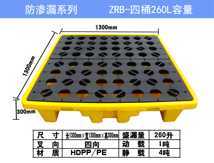 四桶防滲漏托盤260L參數(shù)圖